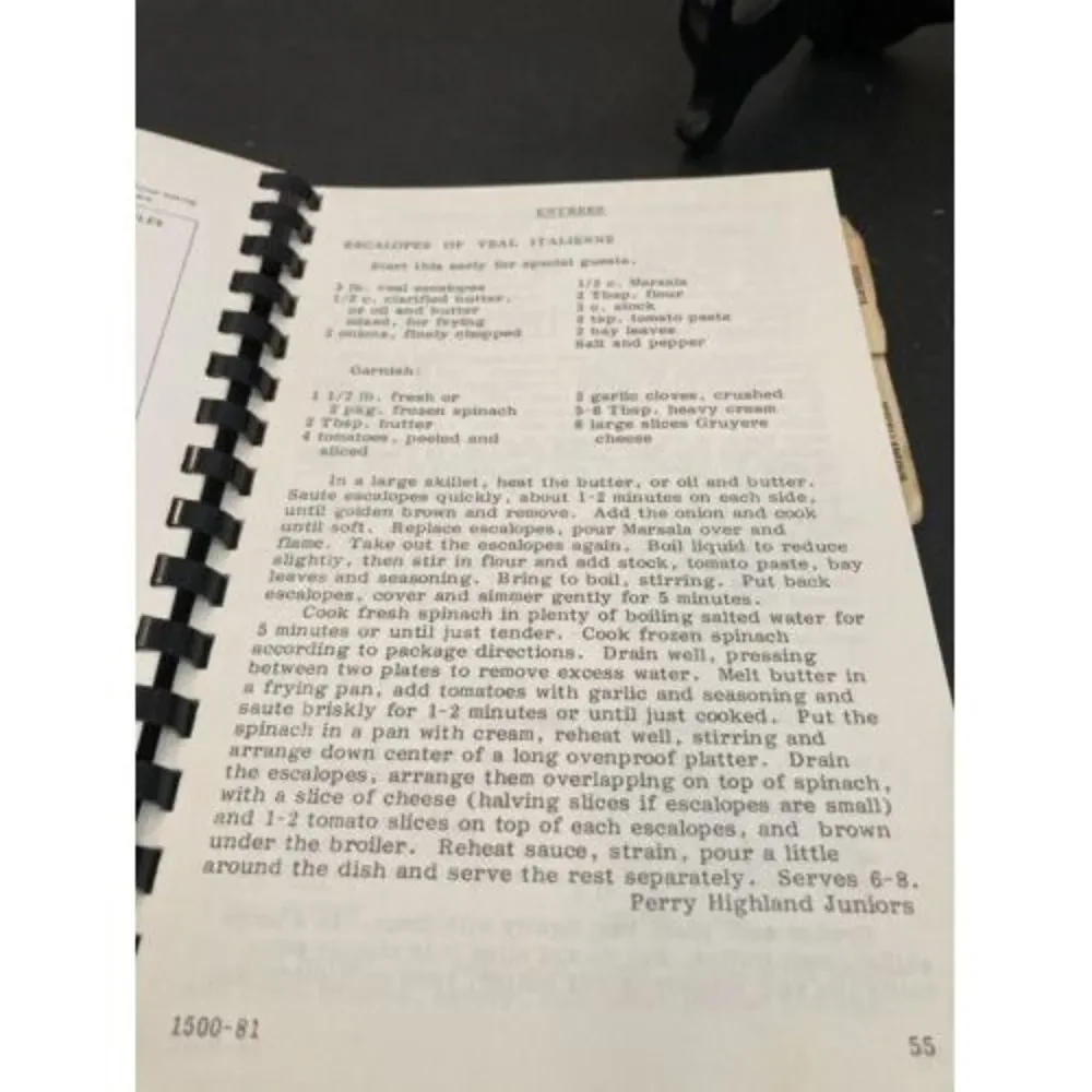1981-82 Perry Highland Jr Women’s Club Recipe Cookbook North Hills Pittsburgh PA